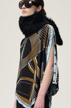Scarf Print Top Black/Blue