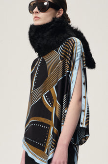 Scarf Print Top Black/Blue
