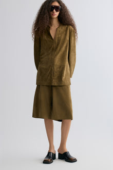 Long Suede  Bermuda Shorts