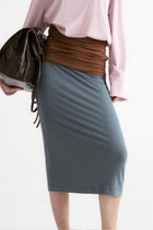 Rib Two-tone Skirt-Carbon Blue