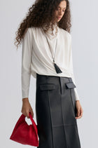 Cowl Jersey Top White