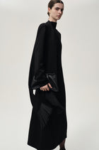 Reversible Fringed Scarf Dress Black