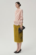 Draped Wool-blend Top Rose