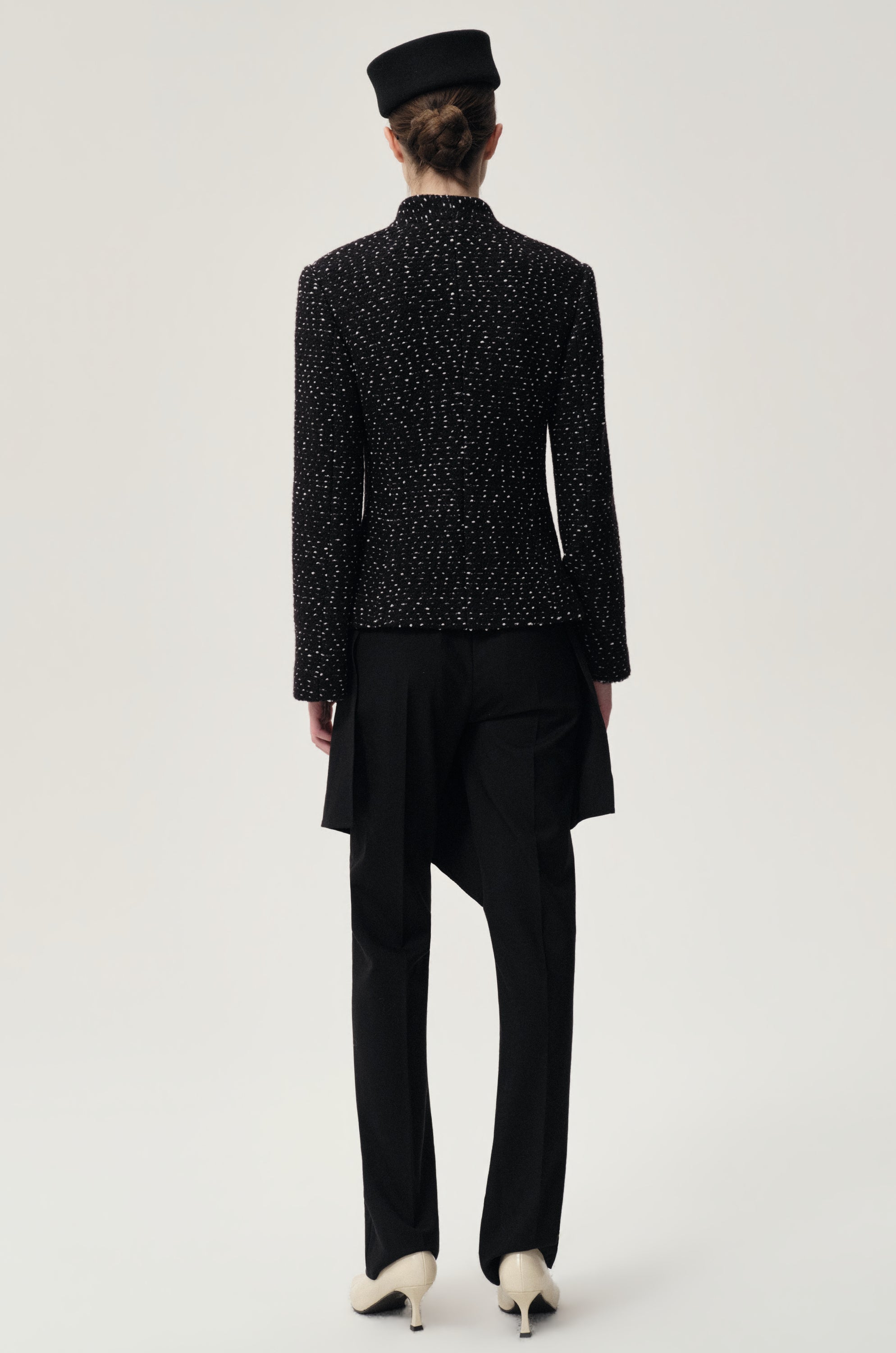 Collarless Sculptural Jacket Black