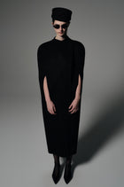Double-faced Sculptural Wool Cape Coat Black