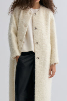 Clara Collarless Coat Cream