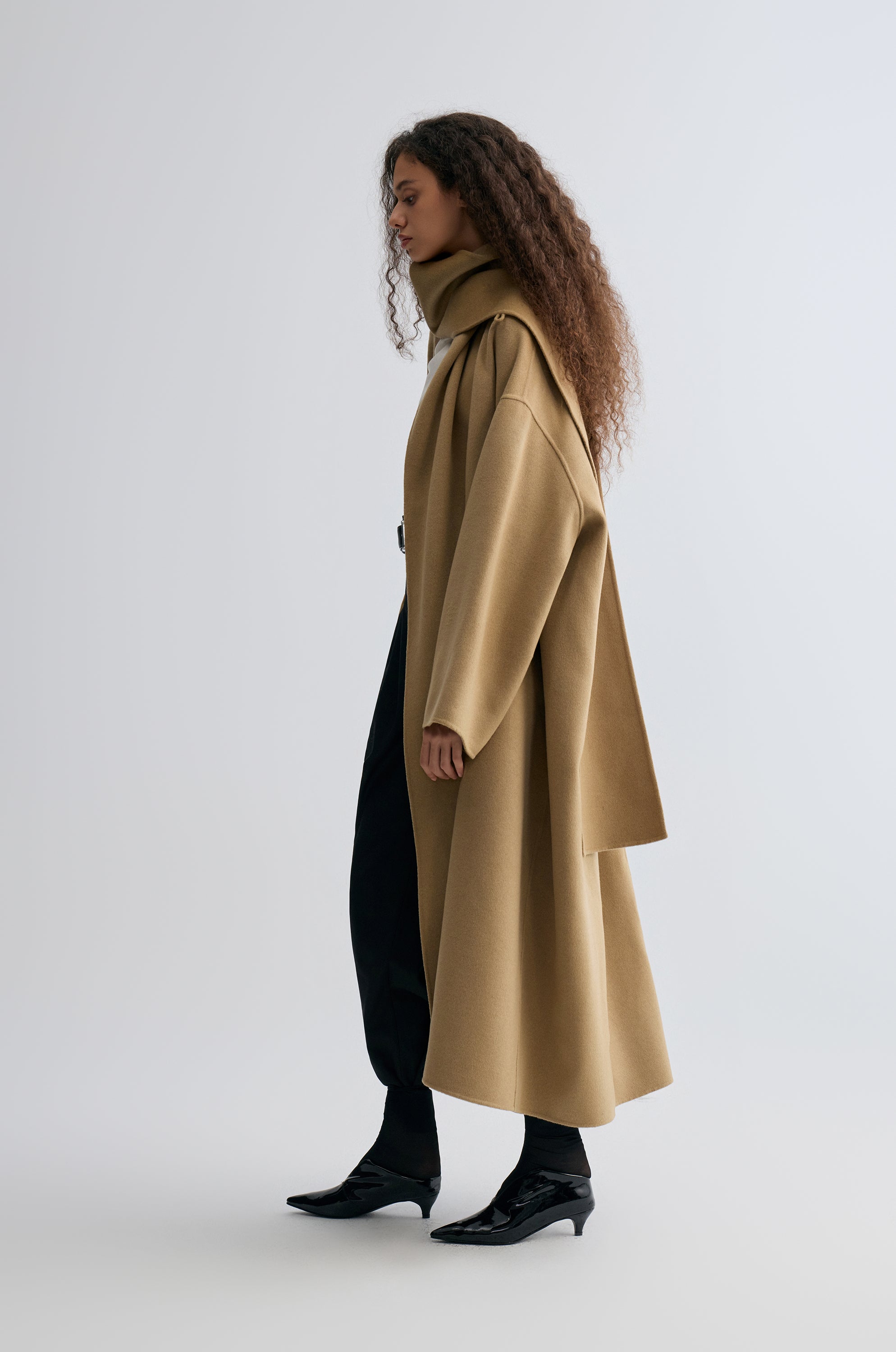 Oversized Double-faced Scarf Coat Hazel