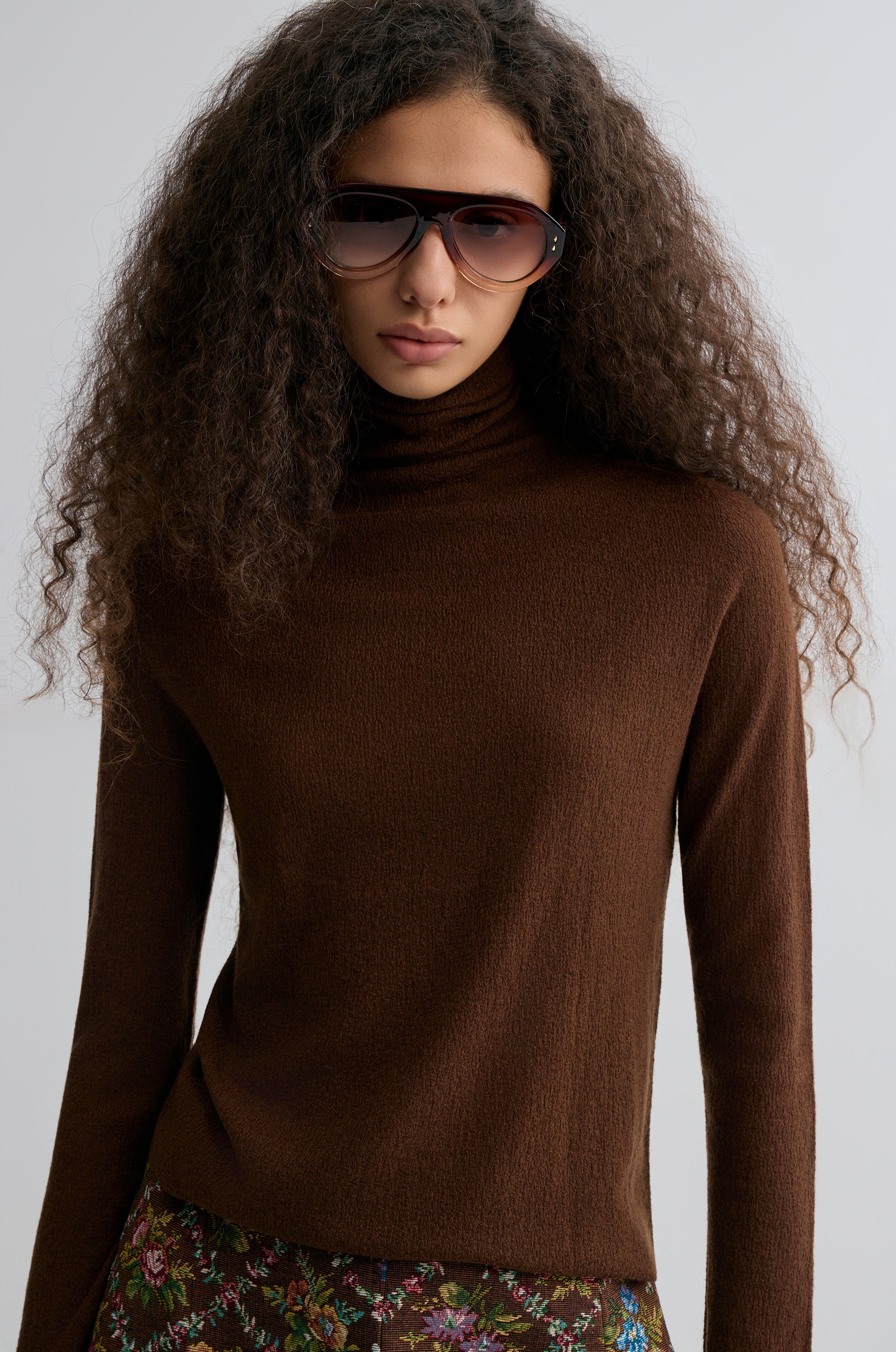 Wholegarment Fine Turtleneck Rust
