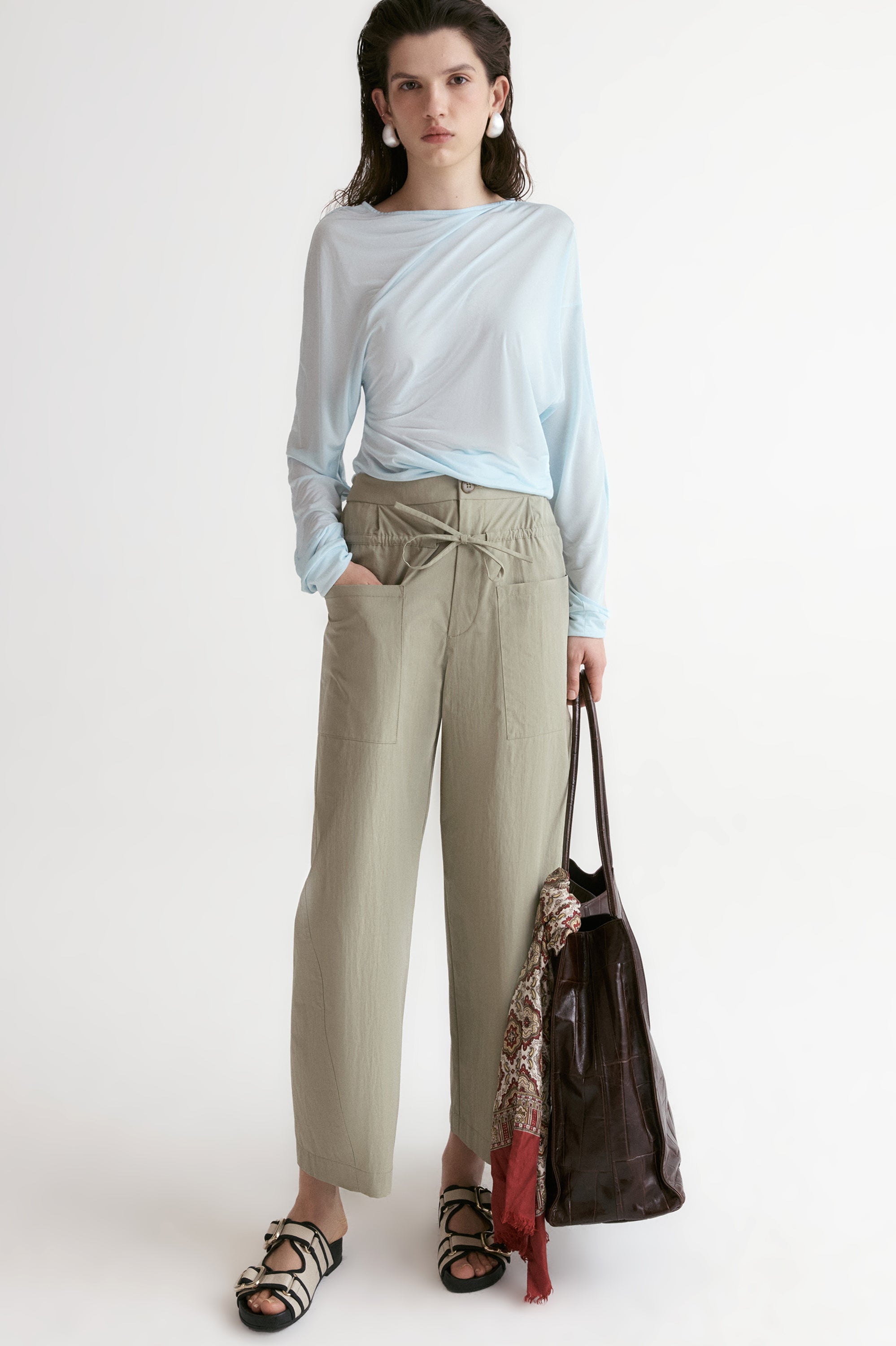 Double Waist Trousers-Khaki