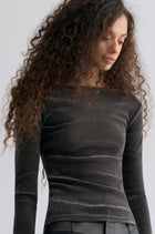 Sheen Velvet Mesh Top Steel Grey
