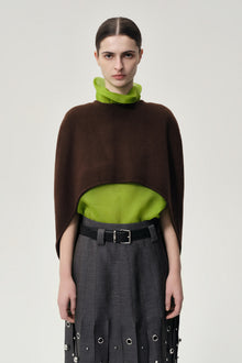 Opera Double-faced  Wool Cape Top Chocolate Brown