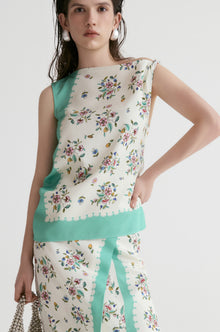Scarf-print Twisted Top