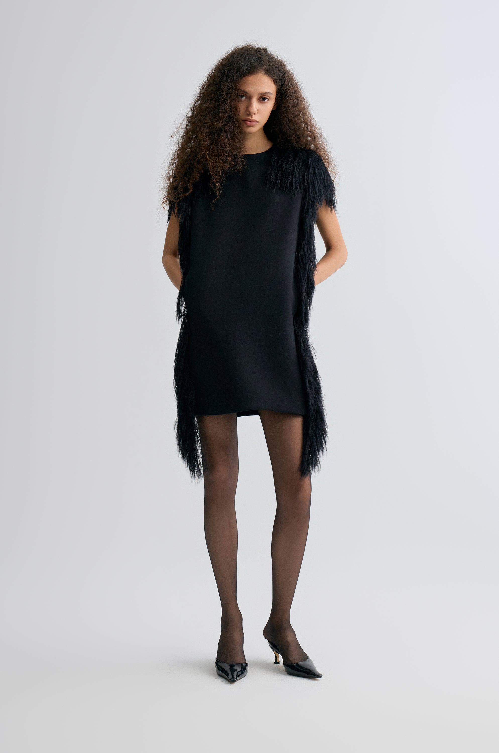 Side-Trim Wool Dress