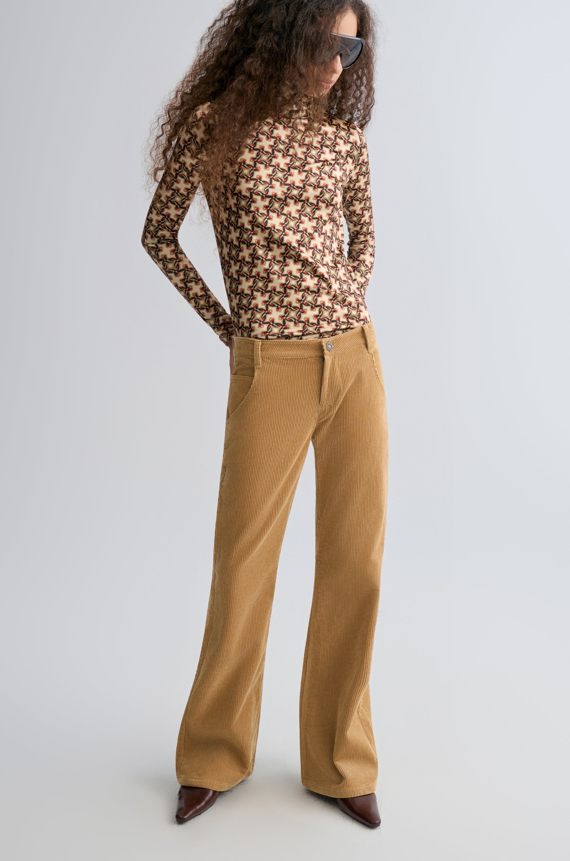 Corduroy Flared Trousers Sand
