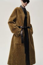 Cléo Shearing Robe Coat Tabacco/ Black