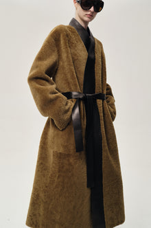 Cléo Shearing Robe Coat Tabacco/ Black