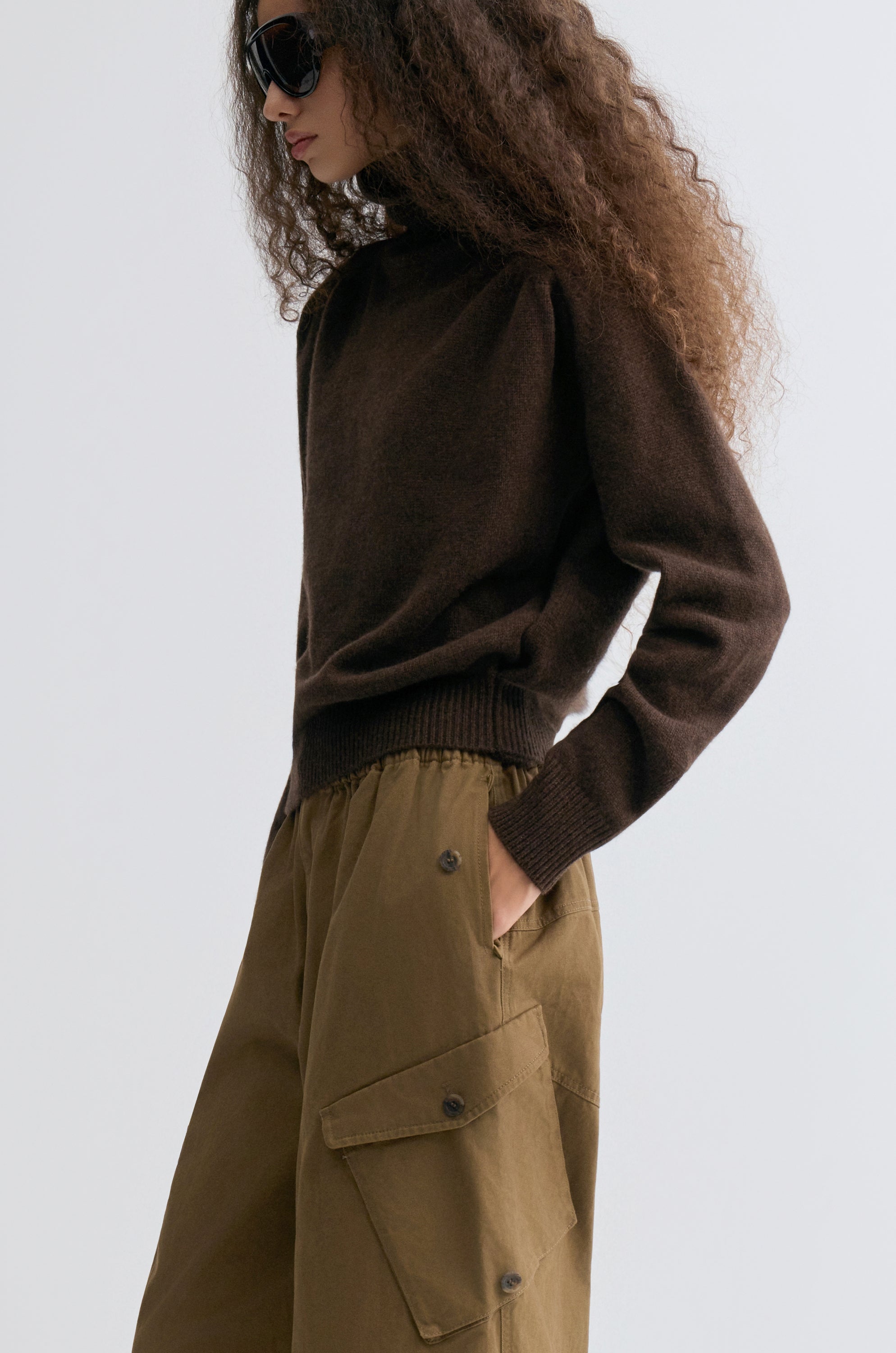 Wool and yak-blend Turtleneck Coffee Brown
