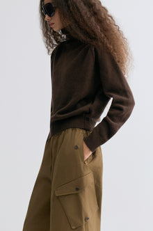 Wool and yak-blend Turtleneck Coffee Brown