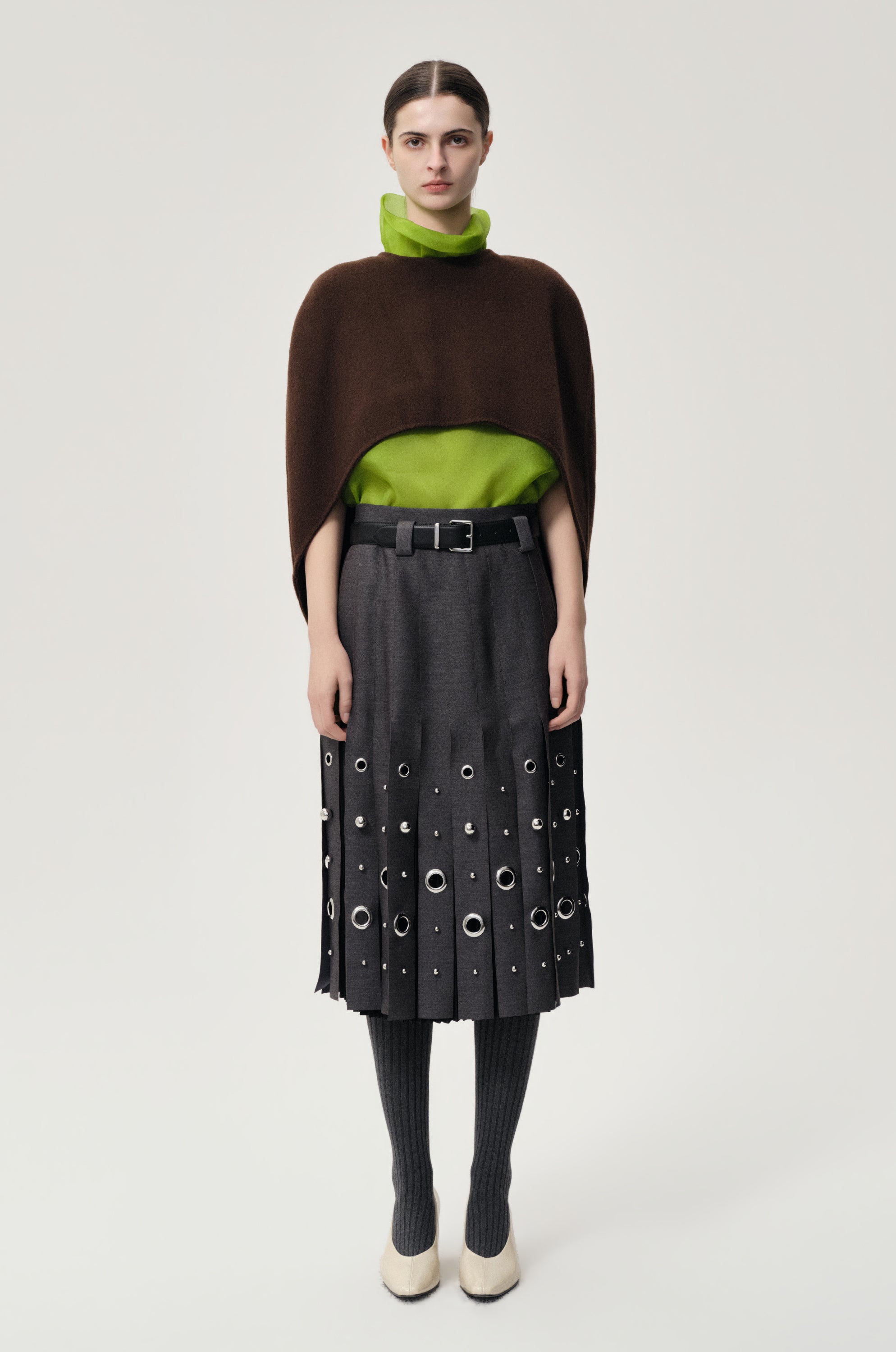 Silk Organza Turtleneck Top Ivy Green