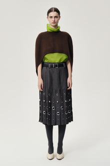 Silk Organza Turtleneck Top Ivy Green