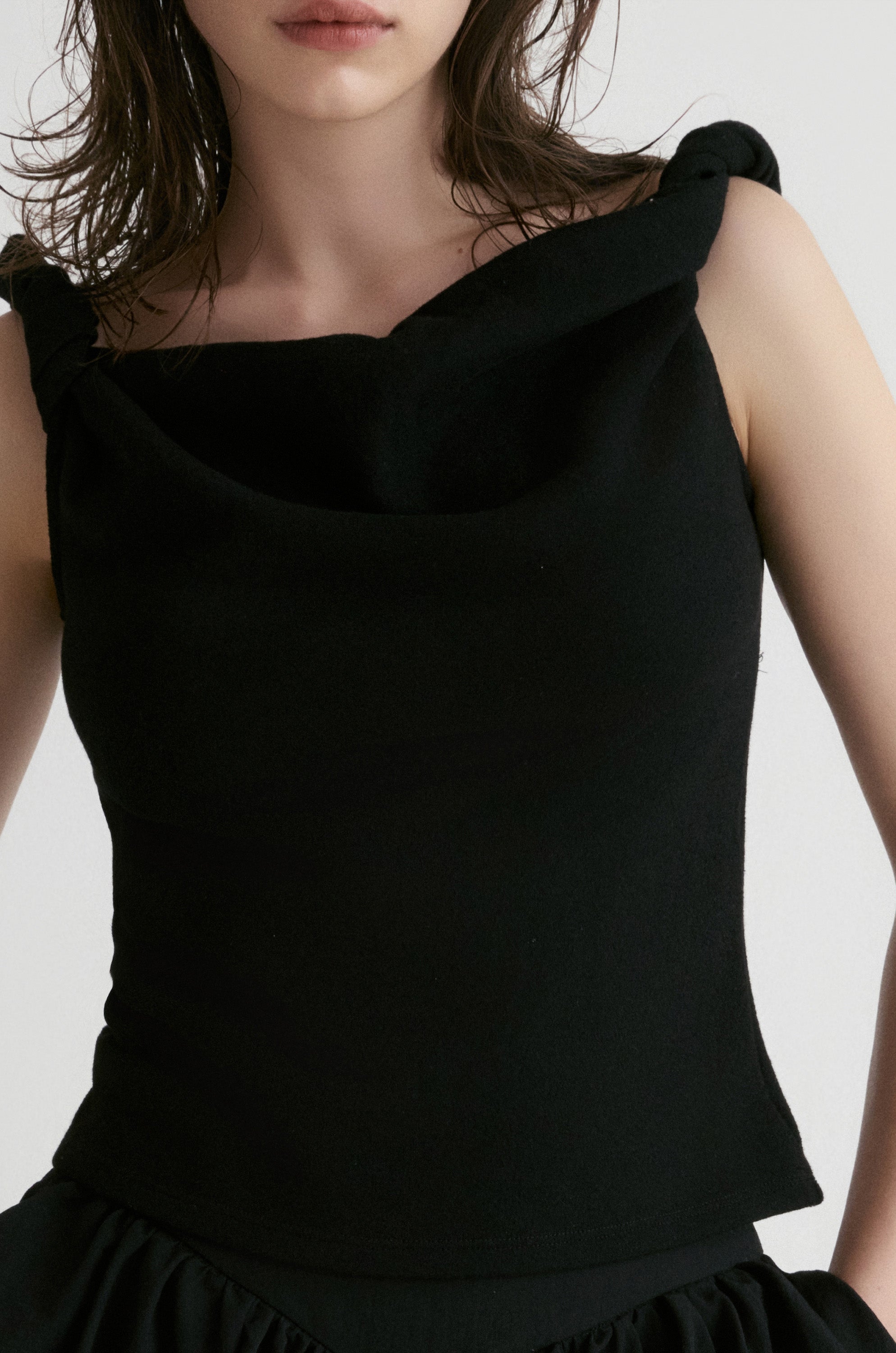 Dry Loop Terry Twisted Tank Top-Black