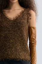 Fringe Metallic Tank Gold-tone