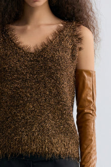 Fringe Metallic Tank Gold-tone