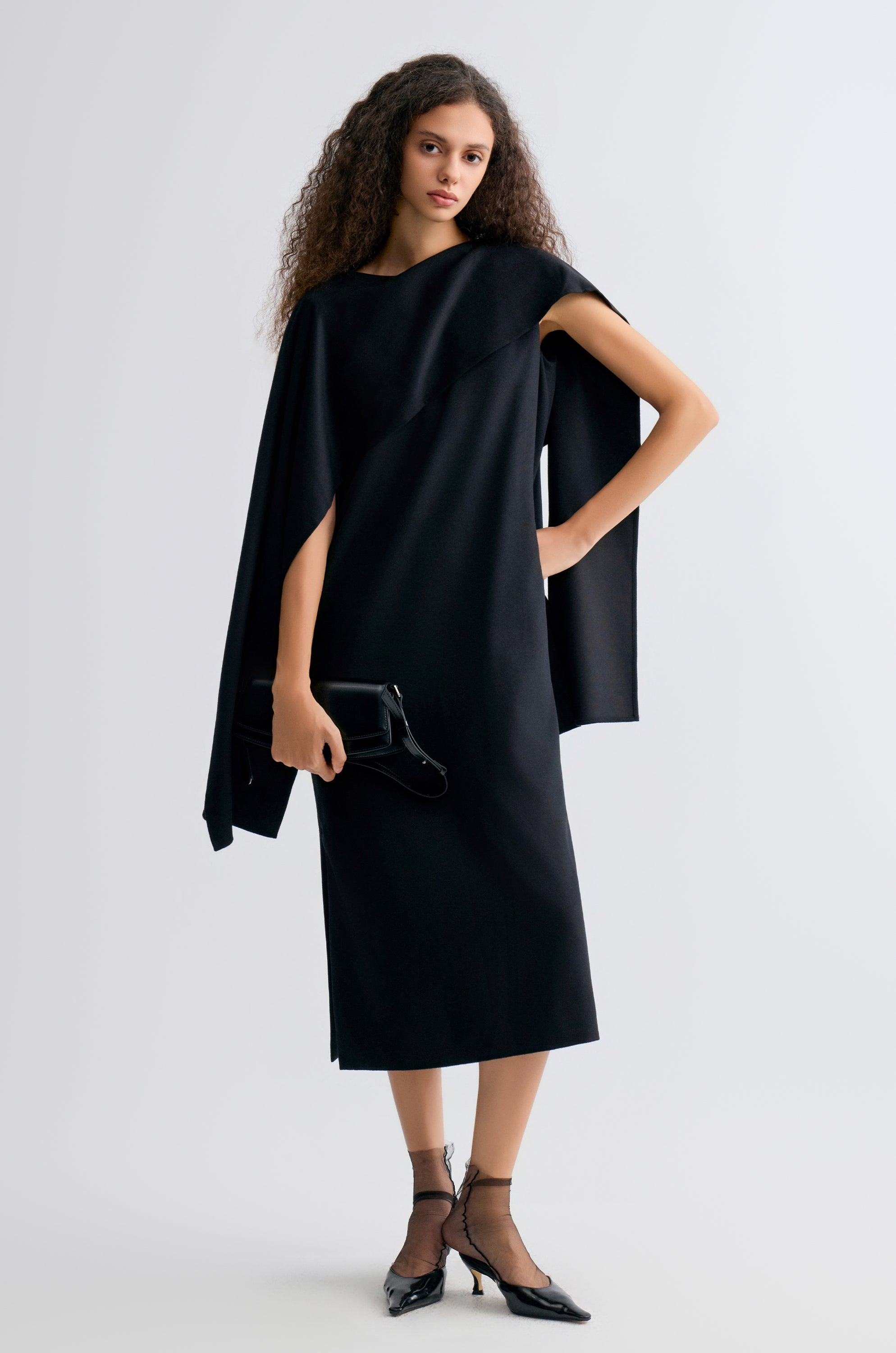 Opera Cape Maxi Dress Black
