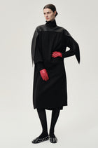Leather Gathered Dress Black