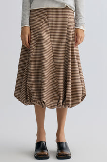 Tulip Checked Ballon-hem Skirt