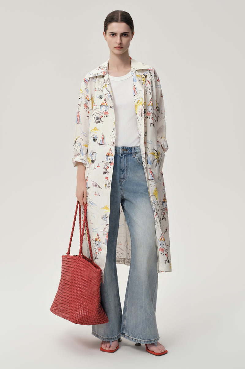 Soleil Woven Large Tote Red