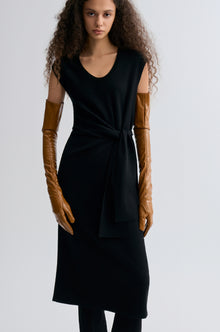 Knot-detail Knitted dress in Merino Wool Black
