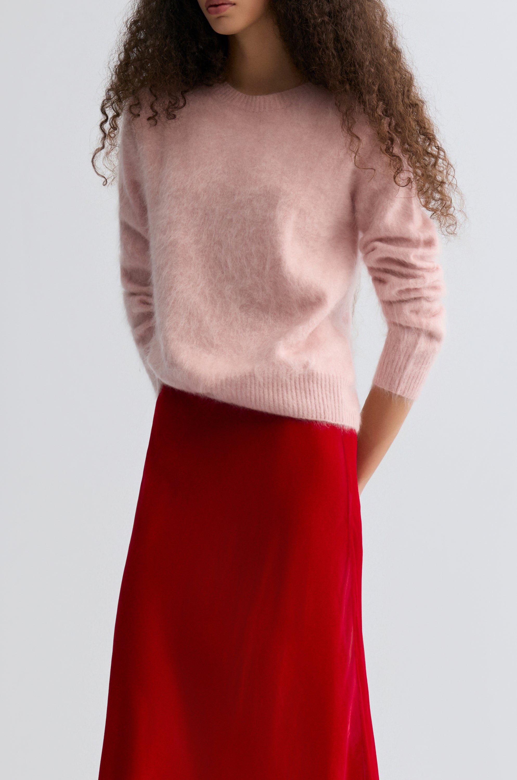 Plush Boxy  Brushed Cashmere Sweater Rosa