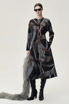 Printed Draped-waist Dress Multi