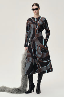 Printed Draped-waist Dress Multi