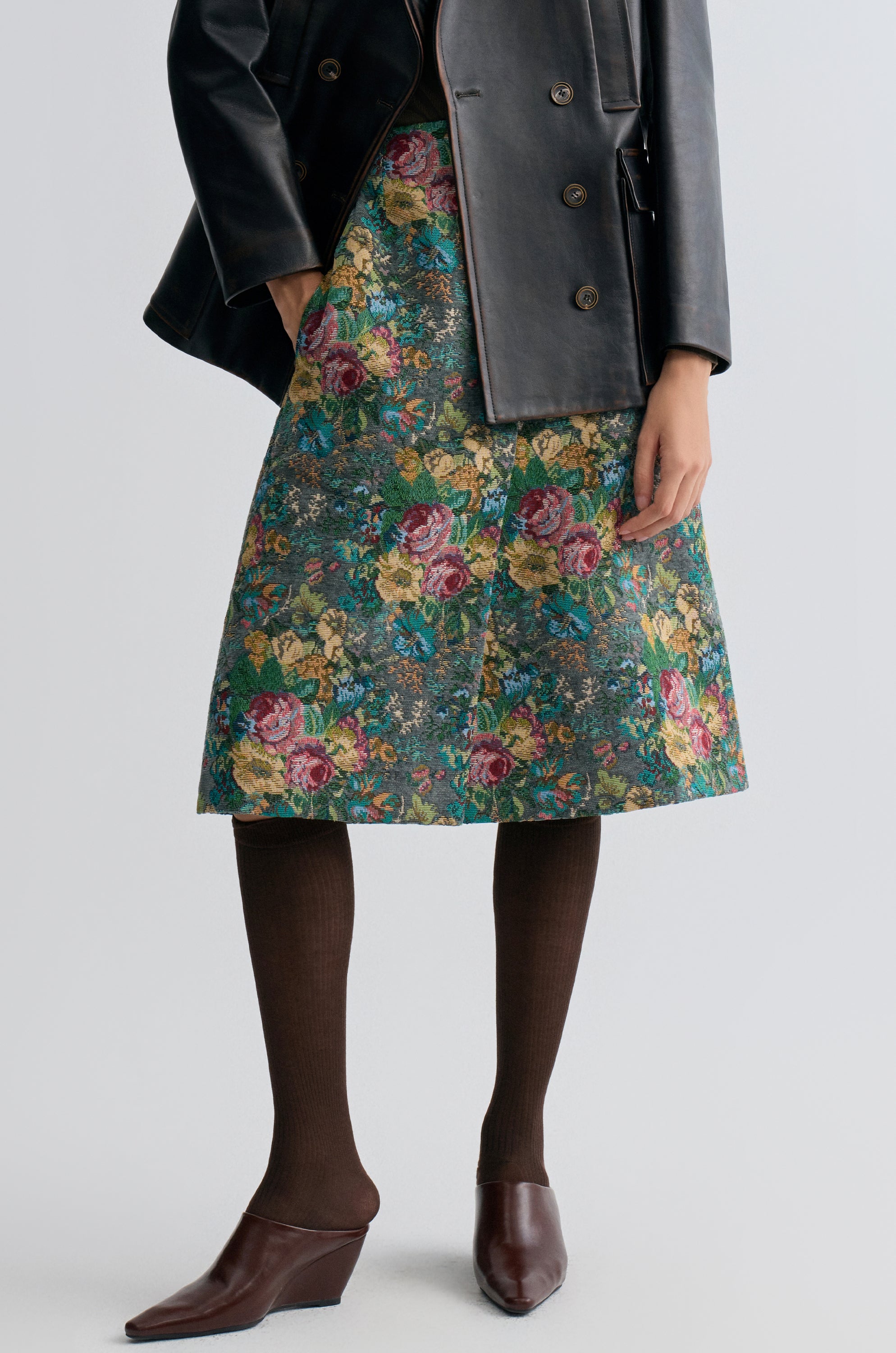 Rosetta Jacquard Skirt Grey