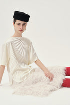 Asymmetrical Pleated Blouse Ecru