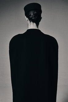 Double-faced Sculptural Wool Cape Coat Black