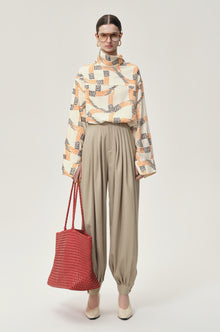 Printed Reversed Collar Shirt Ivory