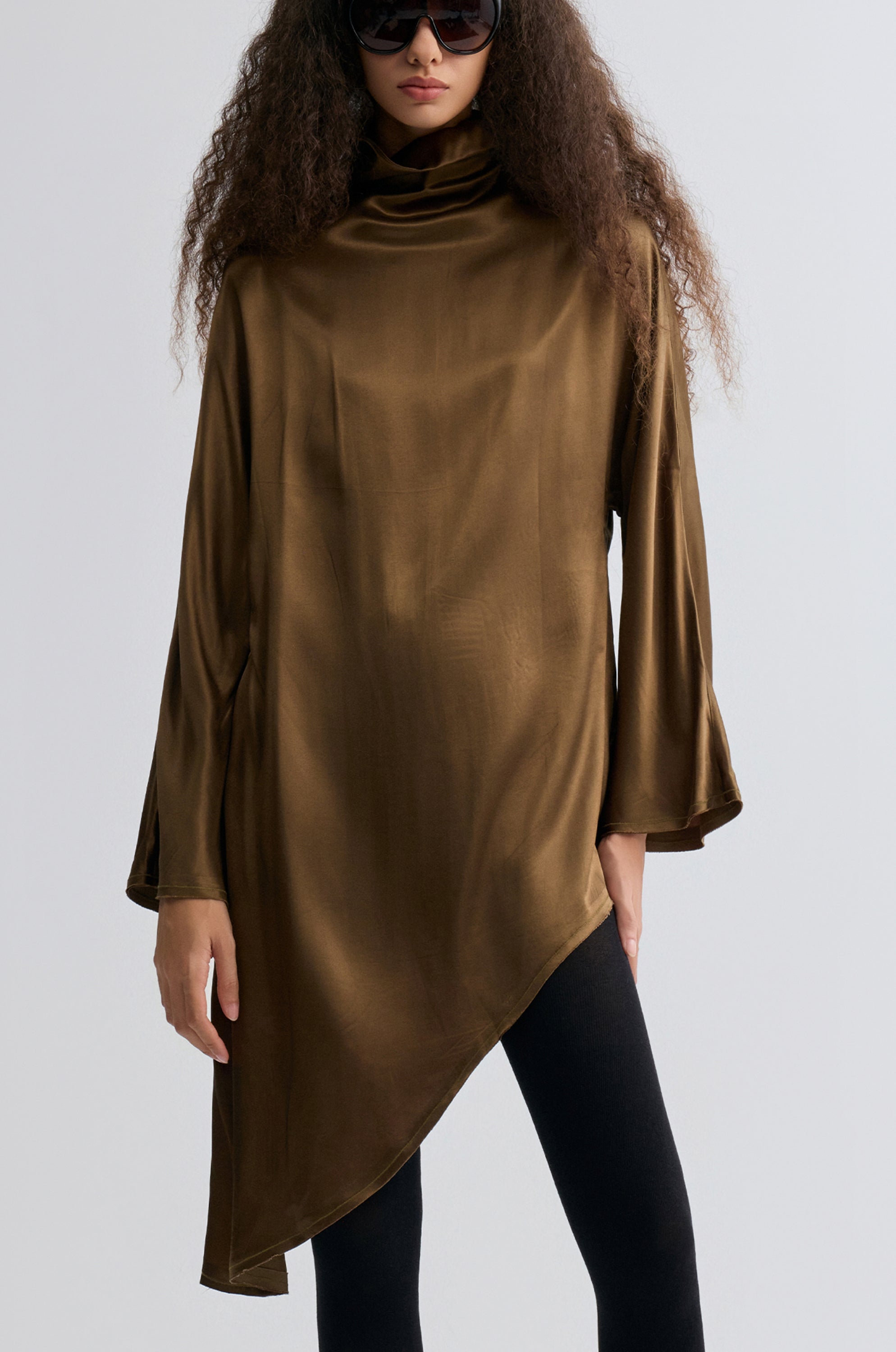Asymmetric Slouch-neck Blouse