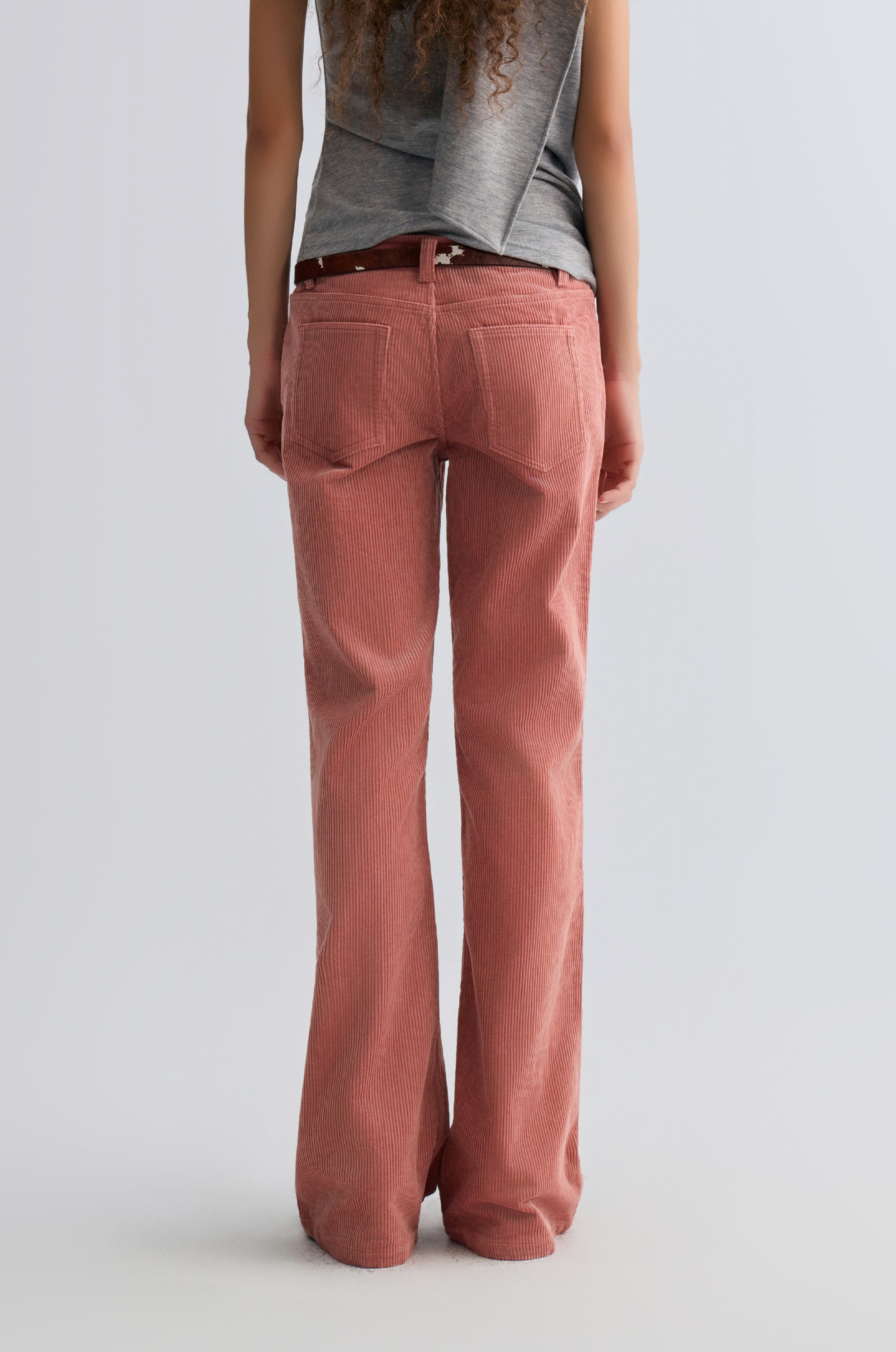 Corduroy Flared Trousers Abobe Rose