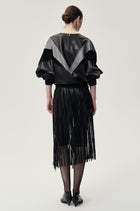 Patchwork Leather Sweater Black/Grey