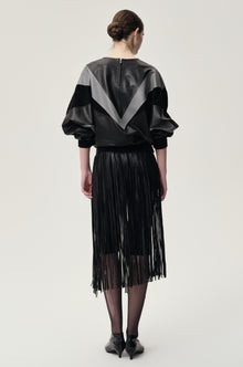 Patchwork Leather Sweater Black/Grey