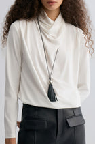 Cowl Jersey Top White