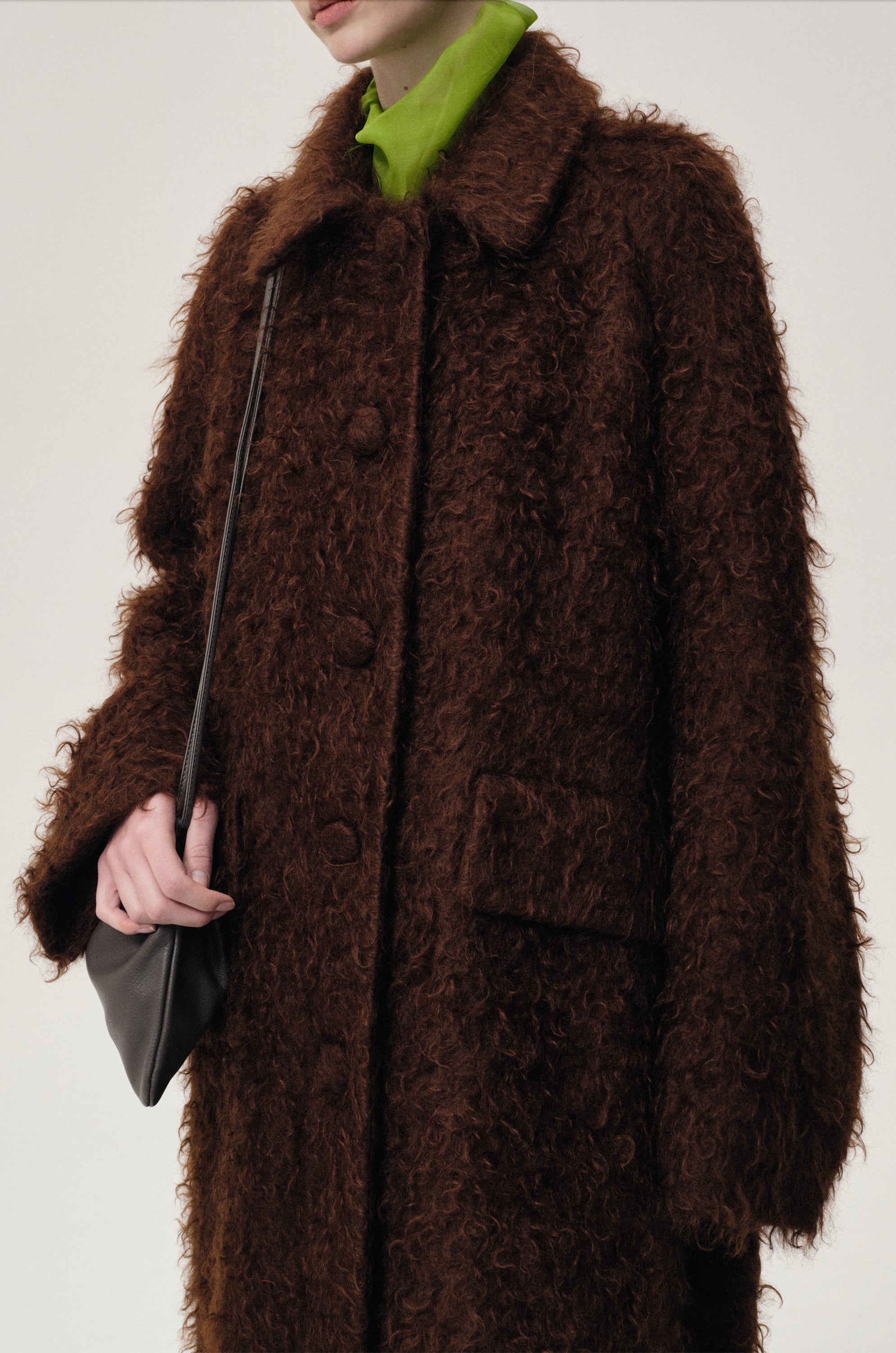 Modernist Mohair Coat Dark Brown