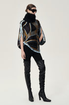 Scarf Print Top Black/Blue