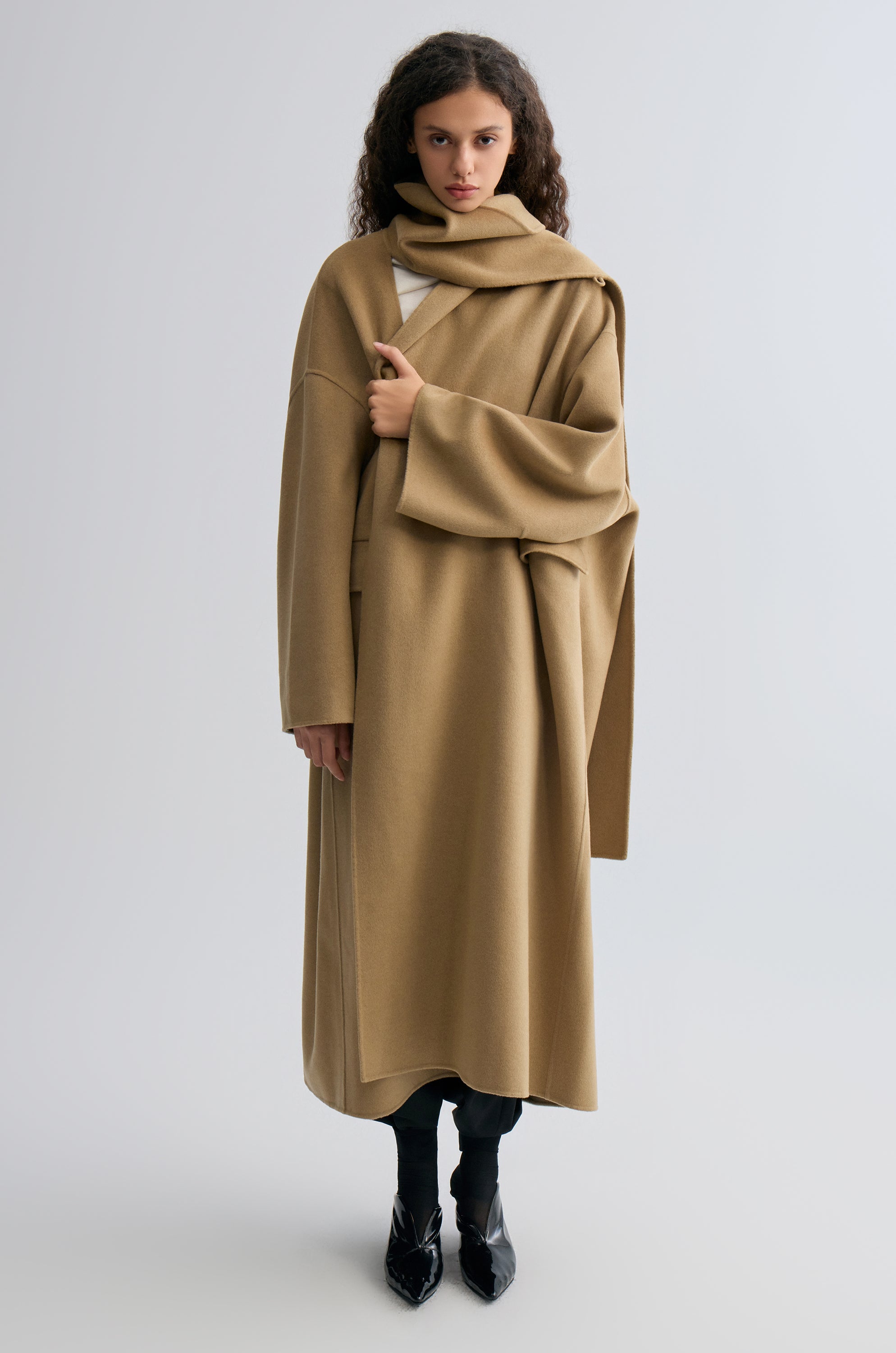 Oversized Double-faced Scarf Coat Hazel