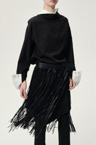 Double-layer Collar Shaped Shirt Black/White