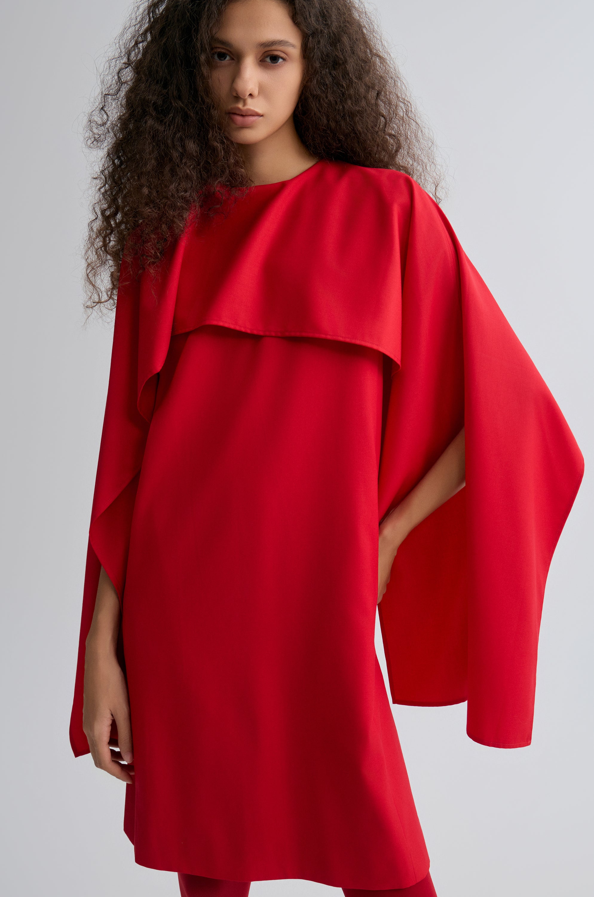 Opera Cape Dress Crimson