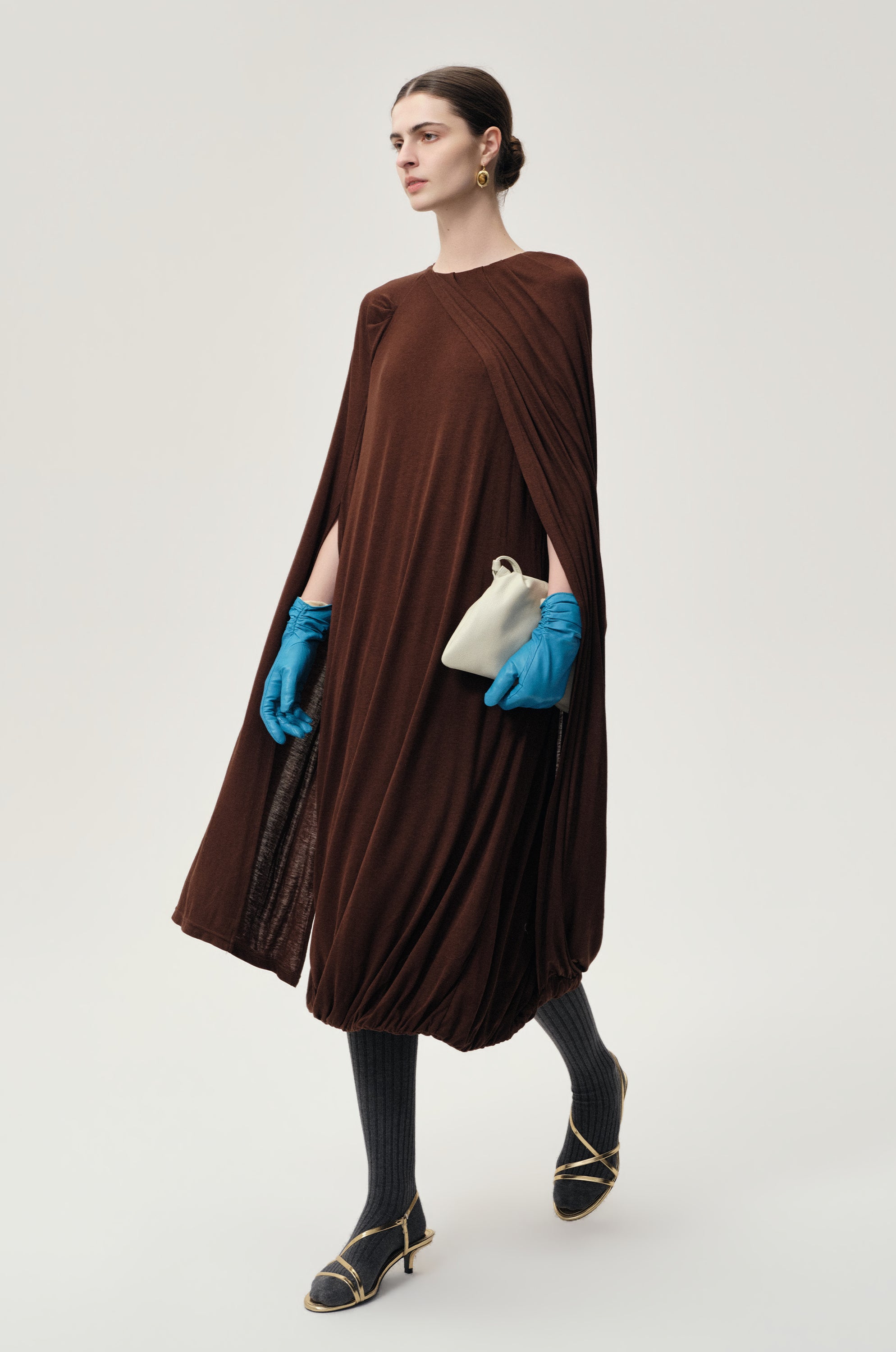 Opera Twisted Jersey Dress Cocoa Brown